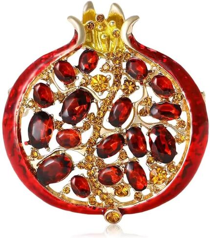 Pomegranate Brooch and Pins for Women 3D Golden Red Crystal Zirconia Vintage Retro Elegant Statement Lapel Pin Jewelry Brooch for Jacket Scarf Dress Bag in Saudi Arabia