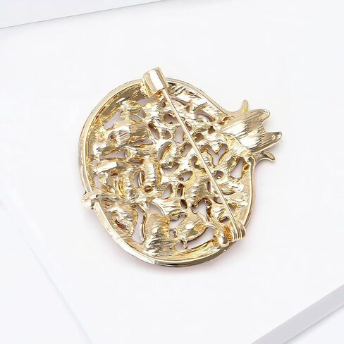 Pomegranate Brooch and Pins for Women 3D Golden Red Crystal Zirconia Vintage Retro Elegant Statement Lapel Pin Jewelry Brooch for Jacket Scarf Dress Bag in Saudi Arabia