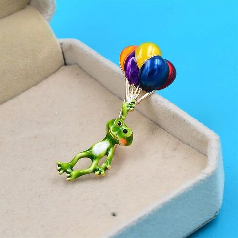 Cute Hot Air Balloon Brooch Enamel Pin Badge Personality Funny Frog Pin Button Collar Coat Western Accessories for Women Men Jewelry Shirt Office Casual Brooch Pins Gifts in Saudi Arabia