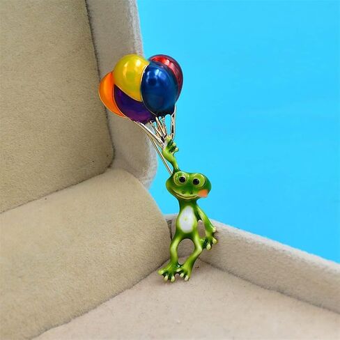 Cute Hot Air Balloon Brooch Enamel Pin Badge Personality Funny Frog Pin Button Collar Coat Western Accessories for Women Men Jewelry Shirt Office Casual Brooch Pins Gifts in Saudi Arabia