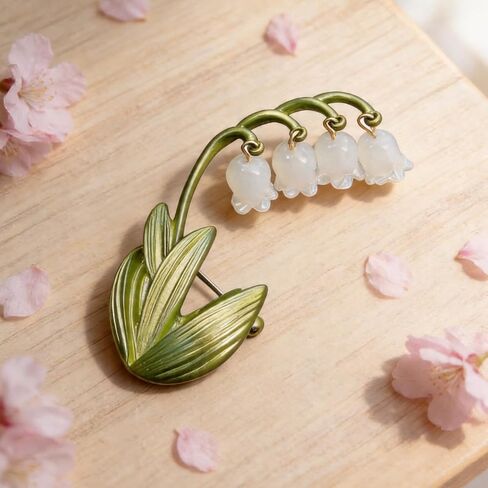 Lily of the Valley Brooch for Women Dainty Flower Pin Floral Jewelry Elegant Spring Summer Outfit Accessory Gift in Kuwait