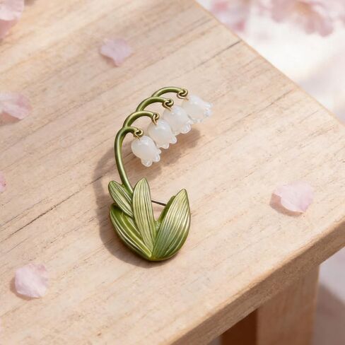 Lily of the Valley Brooch for Women Dainty Flower Pin Floral Jewelry Elegant Spring Summer Outfit Accessory Gift in Kuwait