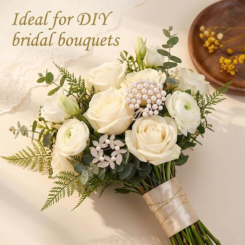 4 Pcs Pearl Flower Brooch Pins Set for Women, Gold Rhinestone Faux Pearl Floral Brooches with Gift Box for Wedding Dress Coat Sweater Scarf Decoration in Saudi Arabia