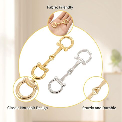 2Pcs Horsebit Scarf Rings for Women Chain Simple Metal Silk Scarf Buckle Shawl Clips Slides for Handbag Twilly (Gold and Silver) in Saudi Arabia
