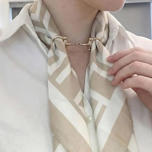 2Pcs Horsebit Scarf Rings for Women Chain Simple Metal Silk Scarf Buckle Shawl Clips Slides for Handbag Twilly (Gold and Silver) in Saudi Arabia