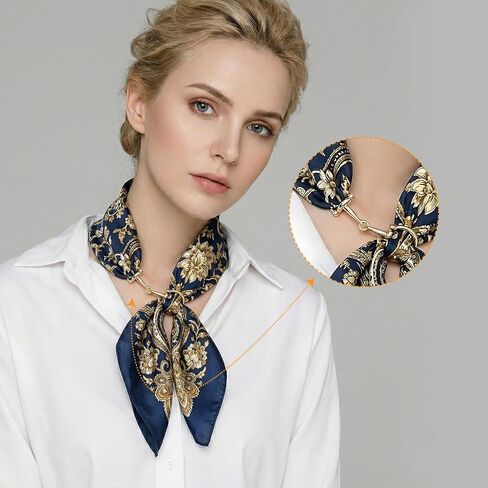 2Pcs Horsebit Scarf Rings for Women Chain Simple Metal Silk Scarf Buckle Shawl Clips Slides for Handbag Twilly (Gold and Silver) in Saudi Arabia