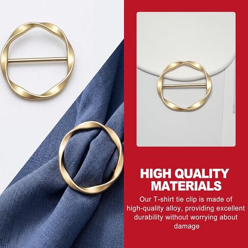 6Pack Shirt Clips for Women for the Side, Metal T-Shirt Tie Ring and Scarf Clip Buckle, Fashion Twist Knot Corner Button for Clothes, Skirts and Shawls for Girls in Saudi Arabia