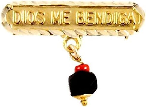 14KT GP BABY "GOD BLESS ME" "DIOS ME BENDIGA" AZABACHE LUCKY CHARM EVIL EYE PIN in Saudi Arabia