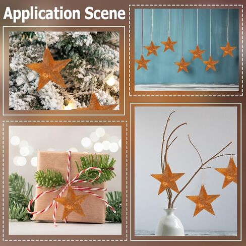 GORGECRAFT 3.82 Inch 16PCS Rustic Metal Barn Star Large Primitive Tin Dimensional Star Pendants Western Metal Ornament Decor for Arts Crafts Halloween Christmas Farmhouse Garden Home New Year Flags in Kuwait