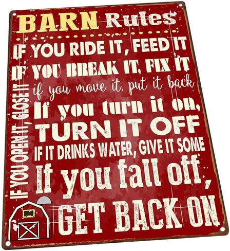 Barn Rules Metal Sign, Stable, Rustic Décor, Cowboy, Ranch, Horses in Saudi Arabia