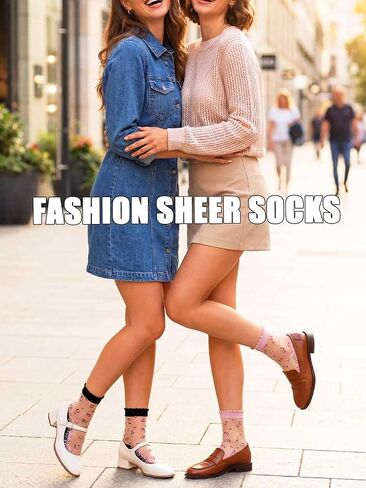 Campsis Sheer Socks Floral Sheer Ankle Socks Lace Transparent Socks for Women(5 Pairs) in Saudi Arabia