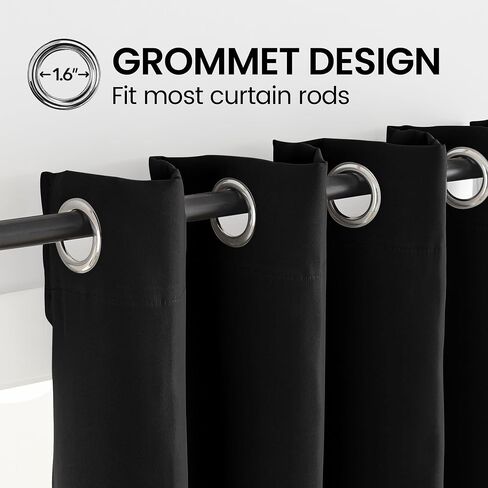 Extra Long Blackout Curtains, Room Darkening Grommet High Ceiling Drapes, 2 Story Curtains for Living Room and Loft(1 Panel, Black, 52"x168") in Saudi Arabia