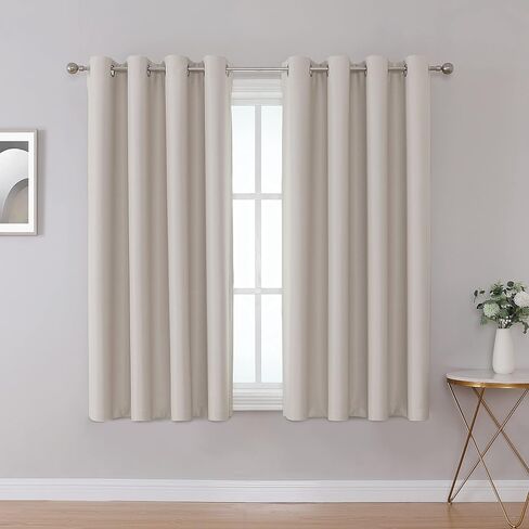 Fire Retardant Curtains - NFPA 701, Grommet Top 2 Panels Light Beige, Privacy & Thermal Insulation Room Darkening for Bedroom, 52x63 Inch in Saudi Arabia