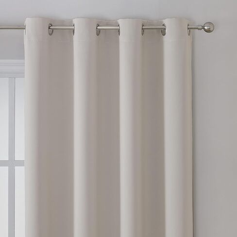 Fire Retardant Curtains - NFPA 701, Grommet Top 2 Panels Light Beige, Privacy & Thermal Insulation Room Darkening for Bedroom, 52x63 Inch in Saudi Arabia