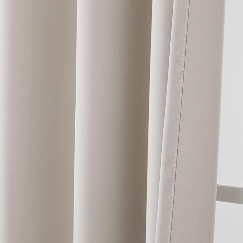 Fire Retardant Curtains - NFPA 701, Grommet Top 2 Panels Light Beige, Privacy & Thermal Insulation Room Darkening for Bedroom, 52x63 Inch in Saudi Arabia