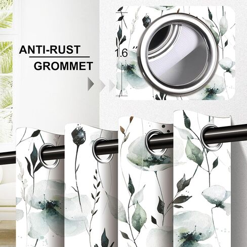 Grey Green Floral Door Curtains for Doorways, Abstract Watercolor Botanical Blackout Grommet Curtain for Closet or Room Divider, Modern Privacy Door Drapes, 34" W x 80" L in Saudi Arabia