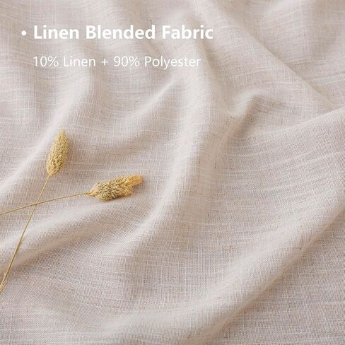 Linen Curtains for Living Room, Linen Blended Semi Sheer Light Filtering Curtain Grommet Privacy Drapes 96 Inches Long 2 Panels Set-Natural,54Wx96L in Saudi Arabia