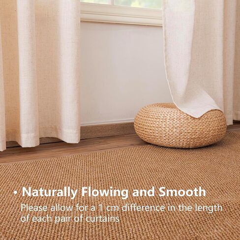 Linen Curtains for Living Room, Linen Blended Semi Sheer Light Filtering Curtain Grommet Privacy Drapes 96 Inches Long 2 Panels Set-Natural,54Wx96L in Saudi Arabia