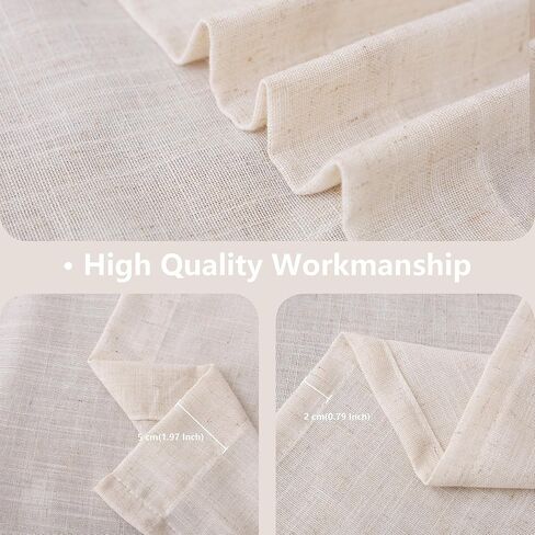 Linen Curtains for Living Room, Linen Blended Semi Sheer Light Filtering Curtain Grommet Privacy Drapes 96 Inches Long 2 Panels Set-Natural,54Wx96L in Saudi Arabia