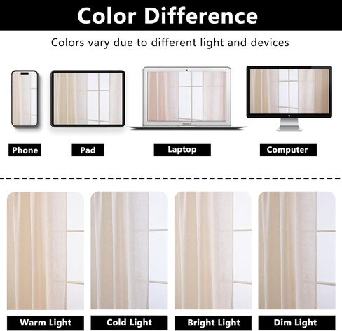 Linen Curtains for Living Room, Linen Blended Semi Sheer Light Filtering Curtain Grommet Privacy Drapes 96 Inches Long 2 Panels Set-Natural,54Wx96L in Saudi Arabia