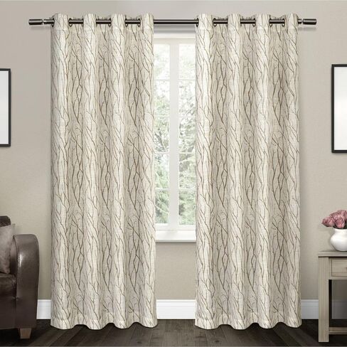 Exclusive Home Oakdale Light Filtering Semi-Sheer Textured Linen Grommet Top Curtain Panel Pair, 54"x84", Taupe, 2 Piece in Saudi Arabia