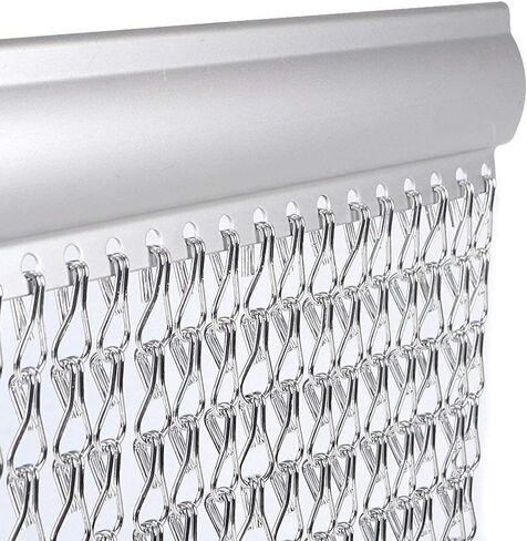 35 x 83 inch Silver Aluminium Chain Curtain Metal Screen for Door Window Indoor Decoration in Saudi Arabia