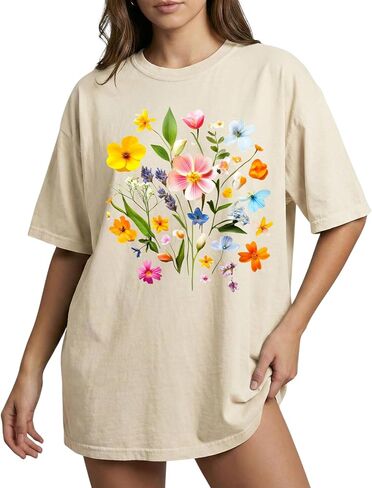 Wildflower Bouquet Design - Womens Comfort Colors - Ivory Retro Floral Botanical Graphic Tee in Saudi Arabia