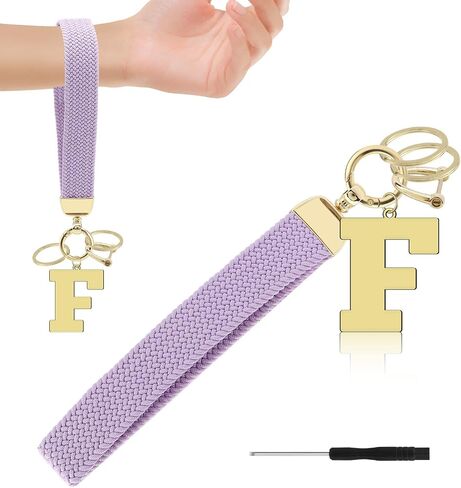 Stretchy Wristlet Initial Keychain Large Bracelet Keychain Initial Keychains for Women Purple Keychains for Backpack in Saudi Arabia