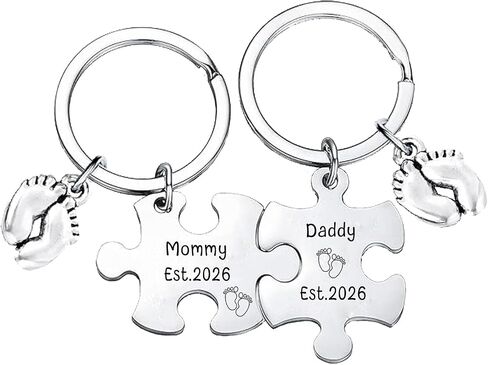 New Parents Keychains New Mom Dad Gifts First Time Mommy And Daddy Est 2026 Keychain Gender Reveal Gifts in Saudi Arabia