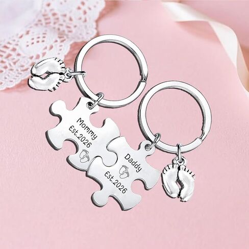 New Parents Keychains New Mom Dad Gifts First Time Mommy And Daddy Est 2026 Keychain Gender Reveal Gifts in Saudi Arabia