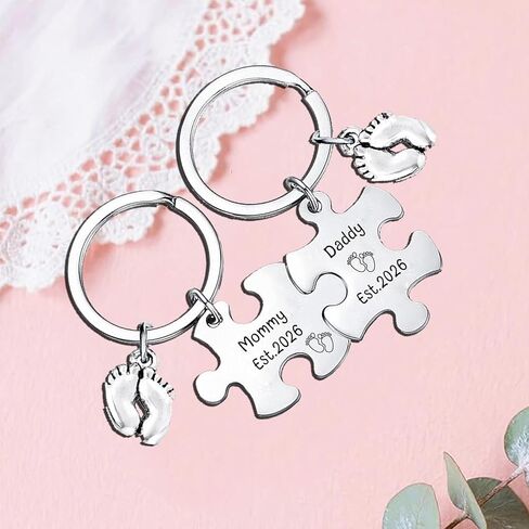 New Parents Keychains New Mom Dad Gifts First Time Mommy And Daddy Est 2026 Keychain Gender Reveal Gifts in Saudi Arabia