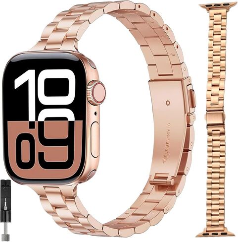 لأساور ساعات Apple للنساء، حزام معدني رفيع للسلسلة 11 10 | سوار رفيع كلاسيكي من الفولاذ المقاوم للصدأ بديل لساعة iWatch 9,8,7,6,5,4,SE 3 2nd, Ultra 38 مم 40 مم 41 مم 42 مم 44 مم 46 مم 49 مم in Kuwait