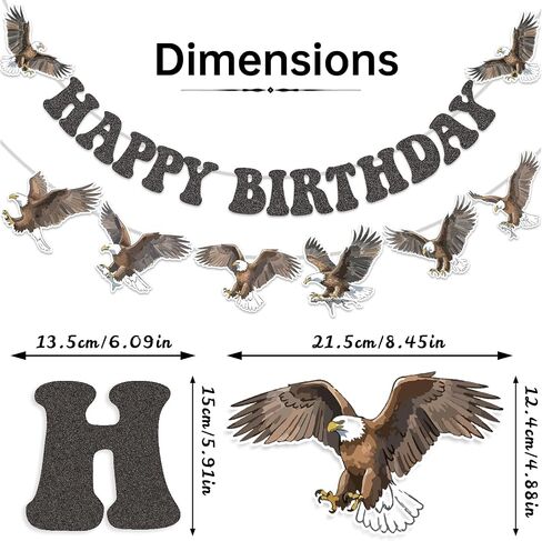 Bald Eagle Happy Birthday Banner, Bald Eagle Birthday Party Decorations for Boys Girls Men Women Birthday Party Supplies in Saudi Arabia