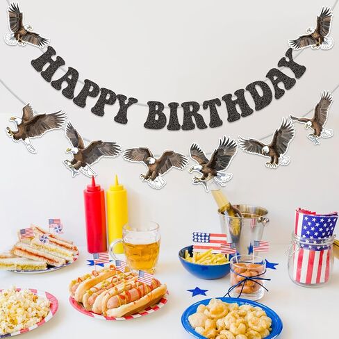 Bald Eagle Happy Birthday Banner, Bald Eagle Birthday Party Decorations for Boys Girls Men Women Birthday Party Supplies in Saudi Arabia