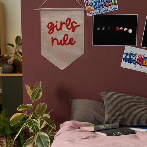 Girls Rule Pennant Flag - Retro Wall Decor for Teen Girls Room, Pink Bedroom Banner, Unique Gift for Daughters & Besties. (017) in Saudi Arabia