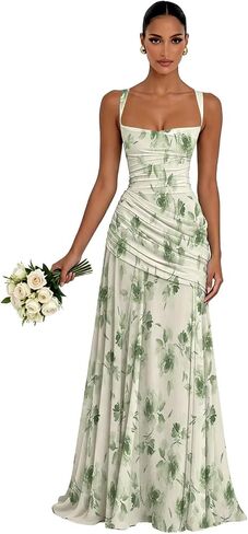 Chiffon Square Neck Bridesmaid Dresses 2026 Long Pleated A Line Corset Formal Evening Gown for Women in Kuwait