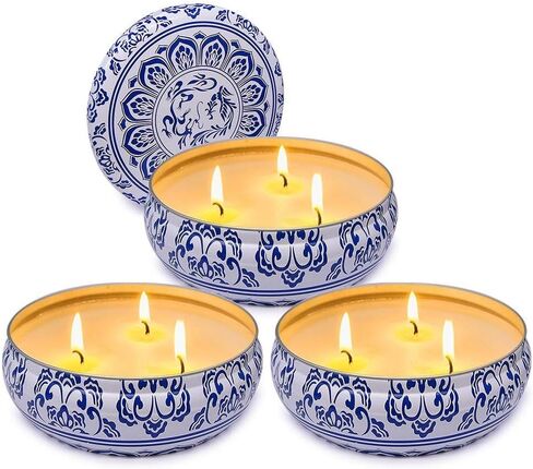 3 Packs Citronella Candle Outdoor, Large 3-Wick 13.5oz Lemongrass Scented Natural Soy Wax Long Burning Candles for Outside Patio Porch in Saudi Arabia