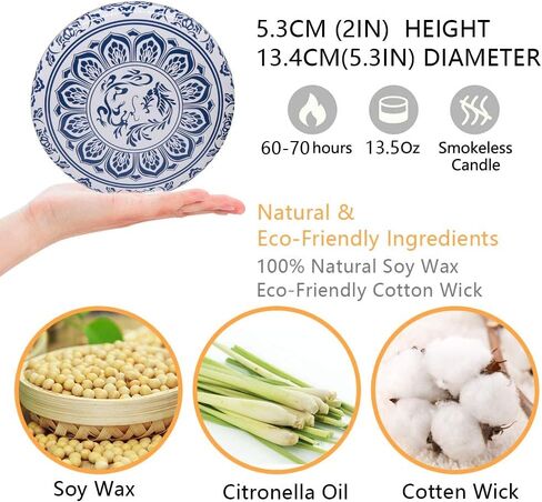3 Packs Citronella Candle Outdoor, Large 3-Wick 13.5oz Lemongrass Scented Natural Soy Wax Long Burning Candles for Outside Patio Porch in Saudi Arabia