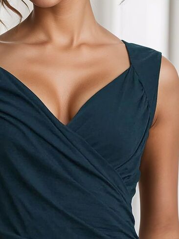 Flamingals Women's Surplice V Neck Ruched Wrap Tank Tops Sleeveless Casual Basic Fitted Going Out Tops Summer Clothes 2026 in Kuwait