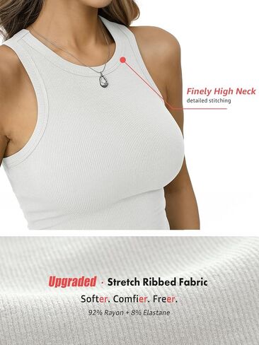 Eachyes Womens Ribbed Tank Top High Neck Crop Tops Fitted Basic Sleeveless Shirts Racerback Going Out Summer Clothes 2026 in Saudi Arabia