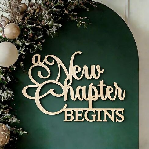 A New Chapter begins Sign for Backdrop,Wooden Gender Neutral Party Sign for Baby Shower Party Decoration,Reading Themed Party Decorations in Saudi Arabia