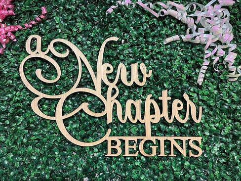 A New Chapter begins Sign for Backdrop,Wooden Gender Neutral Party Sign for Baby Shower Party Decoration,Reading Themed Party Decorations in Saudi Arabia