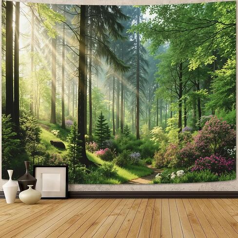 Spenlife Sunlit Forest Tapestry, Springtime Woods Tapestries for Bedroom, Nature Wall Decor, Scenery Tapestries (90" x 70") in Saudi Arabia