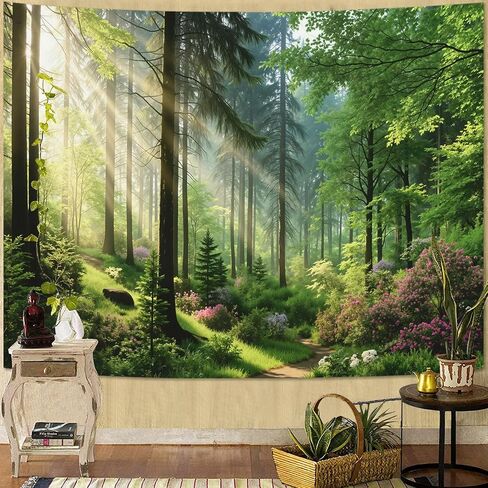 Spenlife Sunlit Forest Tapestry, Springtime Woods Tapestries for Bedroom, Nature Wall Decor, Scenery Tapestries (90" x 70") in Saudi Arabia