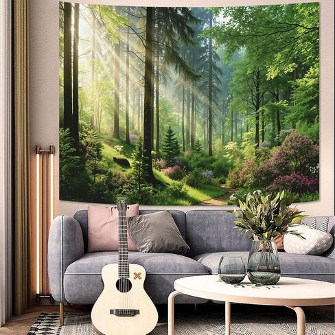 Spenlife Sunlit Forest Tapestry, Springtime Woods Tapestries for Bedroom, Nature Wall Decor, Scenery Tapestries (90" x 70") in Saudi Arabia
