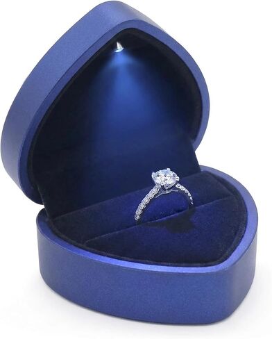 LED Lighted Heart Shape Engagement Ring Box – Luxury Ring Case with Automatic LED Light, Romantic Jewelry Gift Box for Proposal, Wedding, Anniversary, Ceremony (Red) in Saudi Arabia