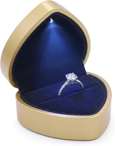 LED Lighted Heart Shape Engagement Ring Box – Luxury Ring Case with Automatic LED Light, Romantic Jewelry Gift Box for Proposal, Wedding, Anniversary, Ceremony (Red) in Saudi Arabia