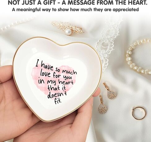 Heart Trinket Dish with Love Quote – Gold Rim Ceramic Ring Dish Romantic Jewelry Tray Gift for Wife, Girlfriend, Mom, Daughter – Engagement, Anniversary, Valentine’s Day Keepsake in Saudi Arabia