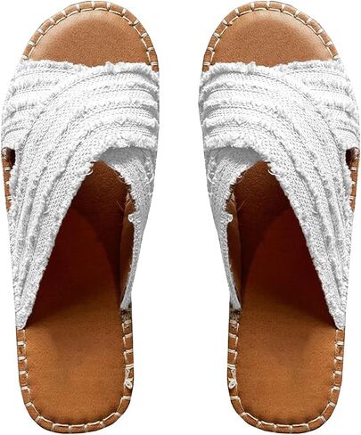 CLEO ESPADRILLE SLIDES- Womens Flat Slide Sandals Open Toe Espadrille Slip On Comfortable Cork leather Sandals in Saudi Arabia