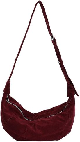 Suede Crescent Crossbody Bags for Women Dumpling Sling Hobo Bags Slouchy Shoulder Bag Half Moon Tote Bag Suede Purse in Saudi Arabia